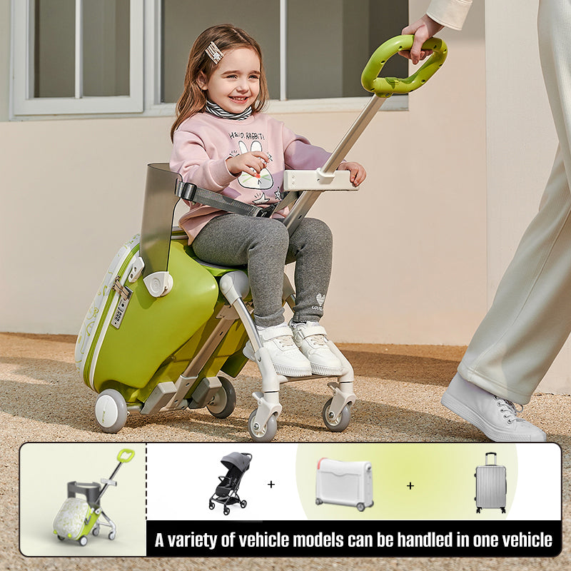 20" Children Travel Suitcase With Seat And Rider Capabilities,Anti Rollover, Carry-on Luggage Lightweight