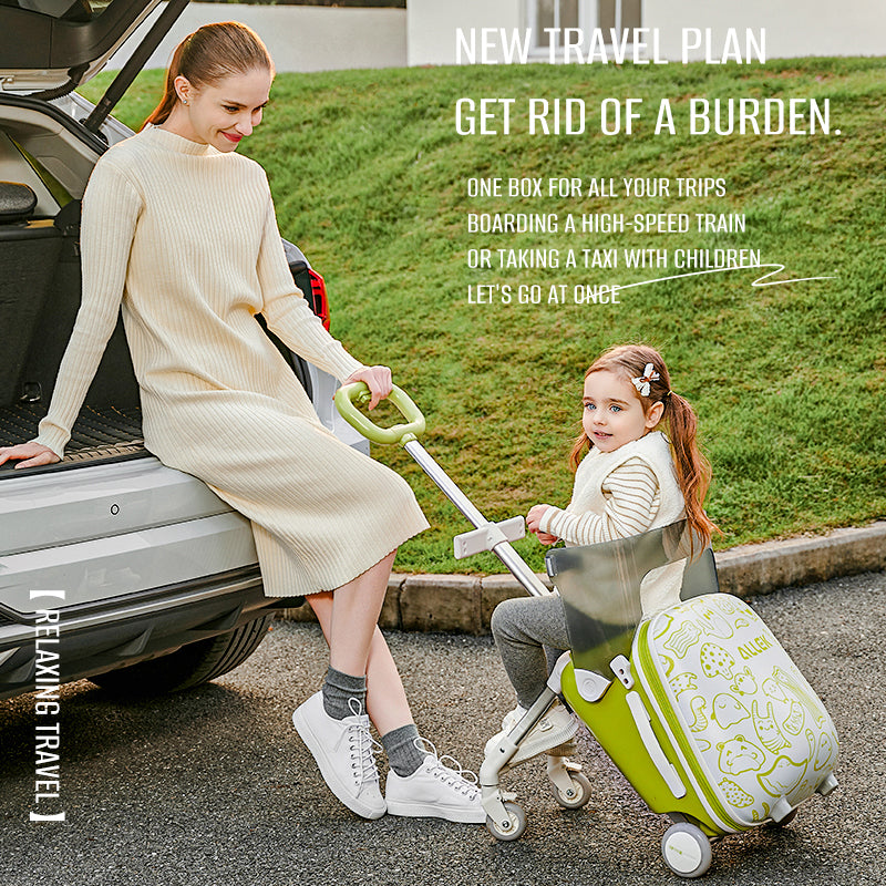 20" Children Travel Suitcase With Seat And Rider Capabilities,Anti Rollover, Carry-on Luggage Lightweight