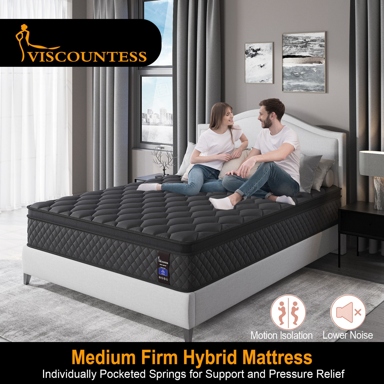 Viscountess Queen Double King Single Bed Mattress Gel Memory Foam Pocket Spring 34cm