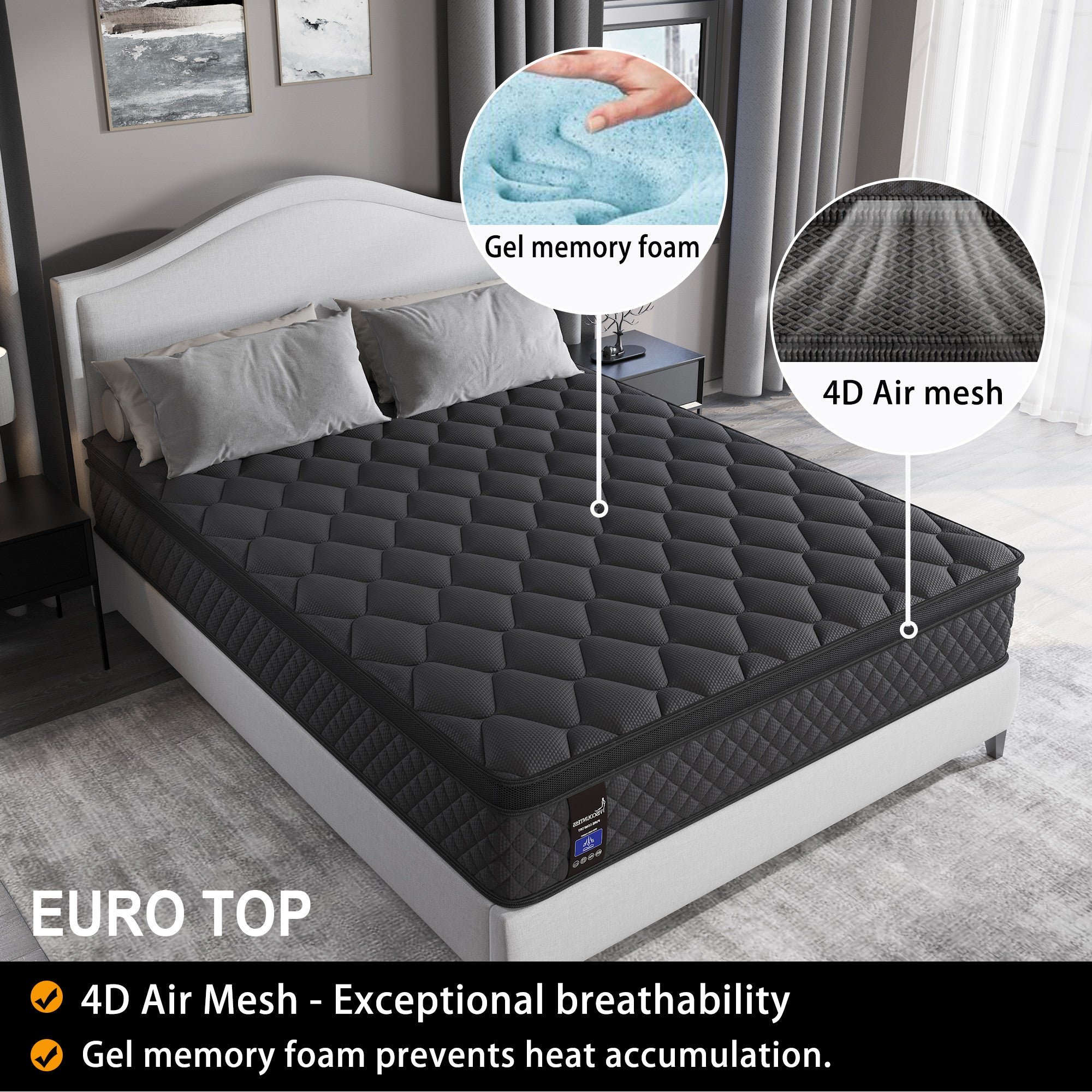 Viscountess Queen Double King Single Bed Mattress Gel Memory Foam Pocket Spring 34cm