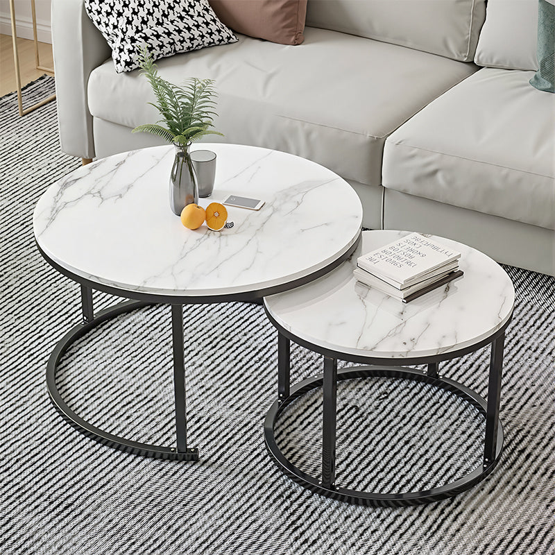 Eeeza 2 Piece Modern Minimalist Round Coffee Table Set