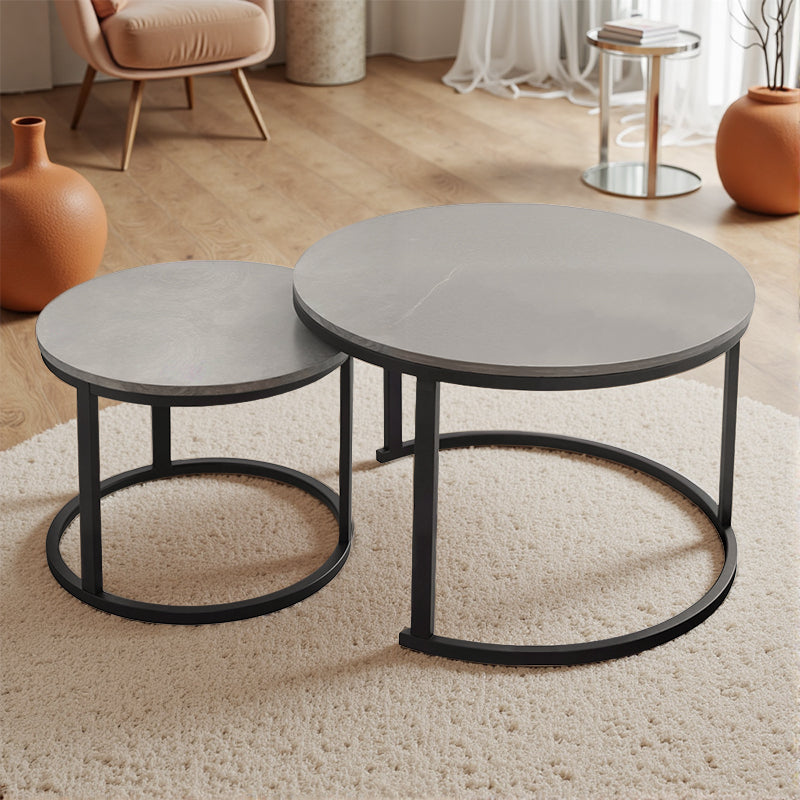 Eeeza 2 Piece Modern Minimalist Round Coffee Table Set