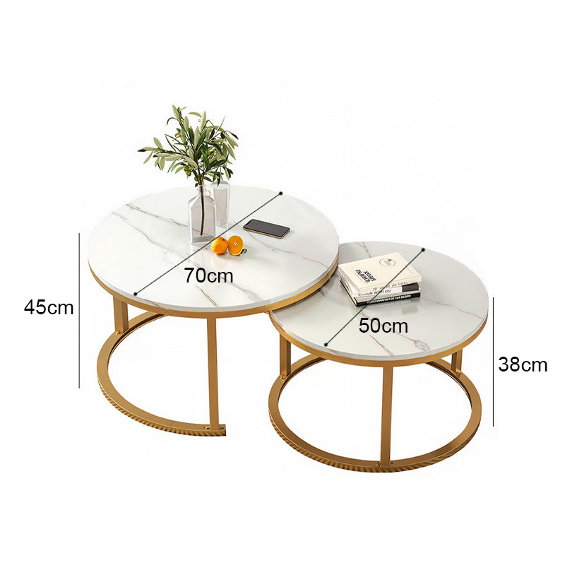 Eeeza 2 Piece Modern Minimalist Round Coffee Table Set