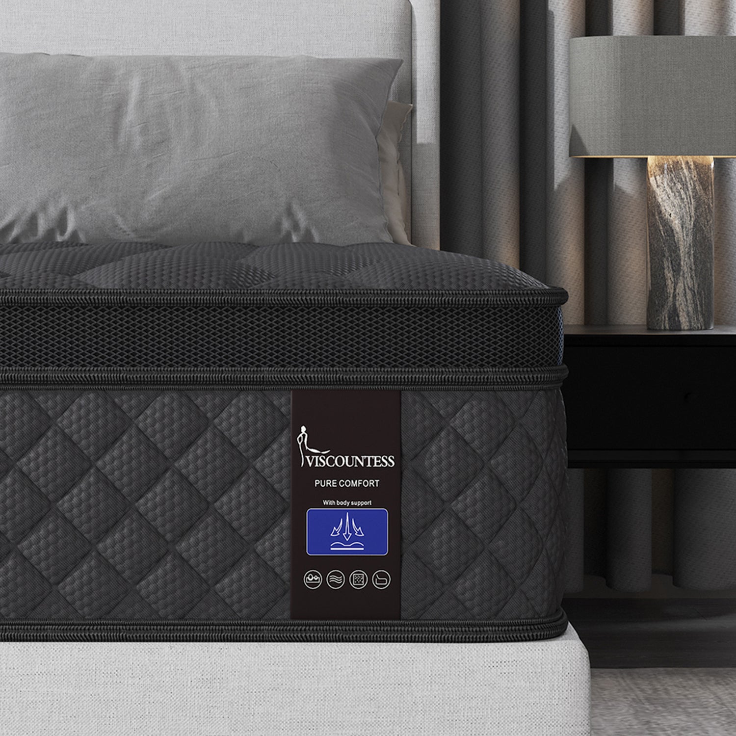 Viscountess 25cm Queen Double King Single Bed Mattress Gel Memory Foam Pocket Spring