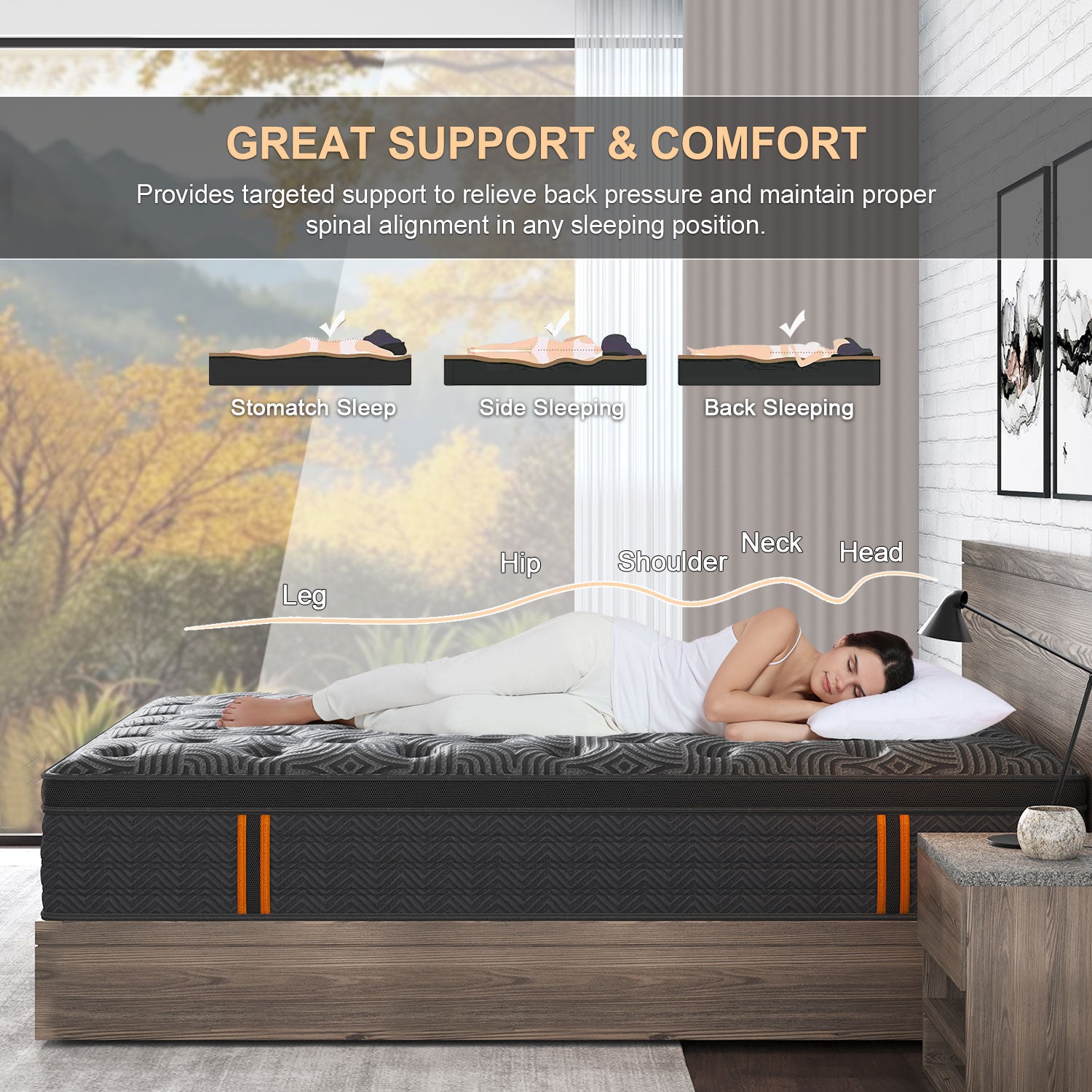 Viscountess 34cm Mattresses Queen Double King Single Euro Top Medium Firm Memory Foam Bed