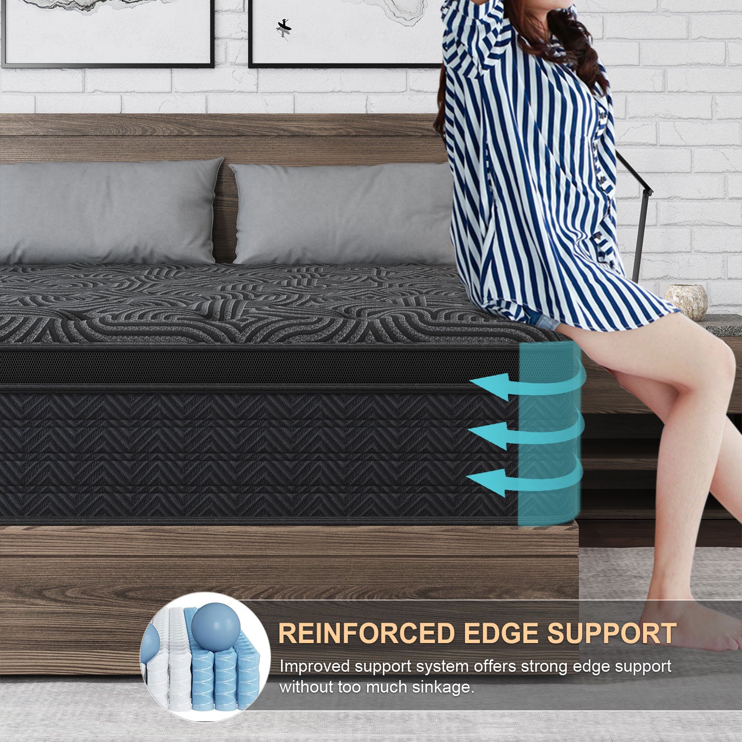 Viscountess 34cm Mattresses Queen Double King Single Euro Top Medium Firm Memory Foam Bed
