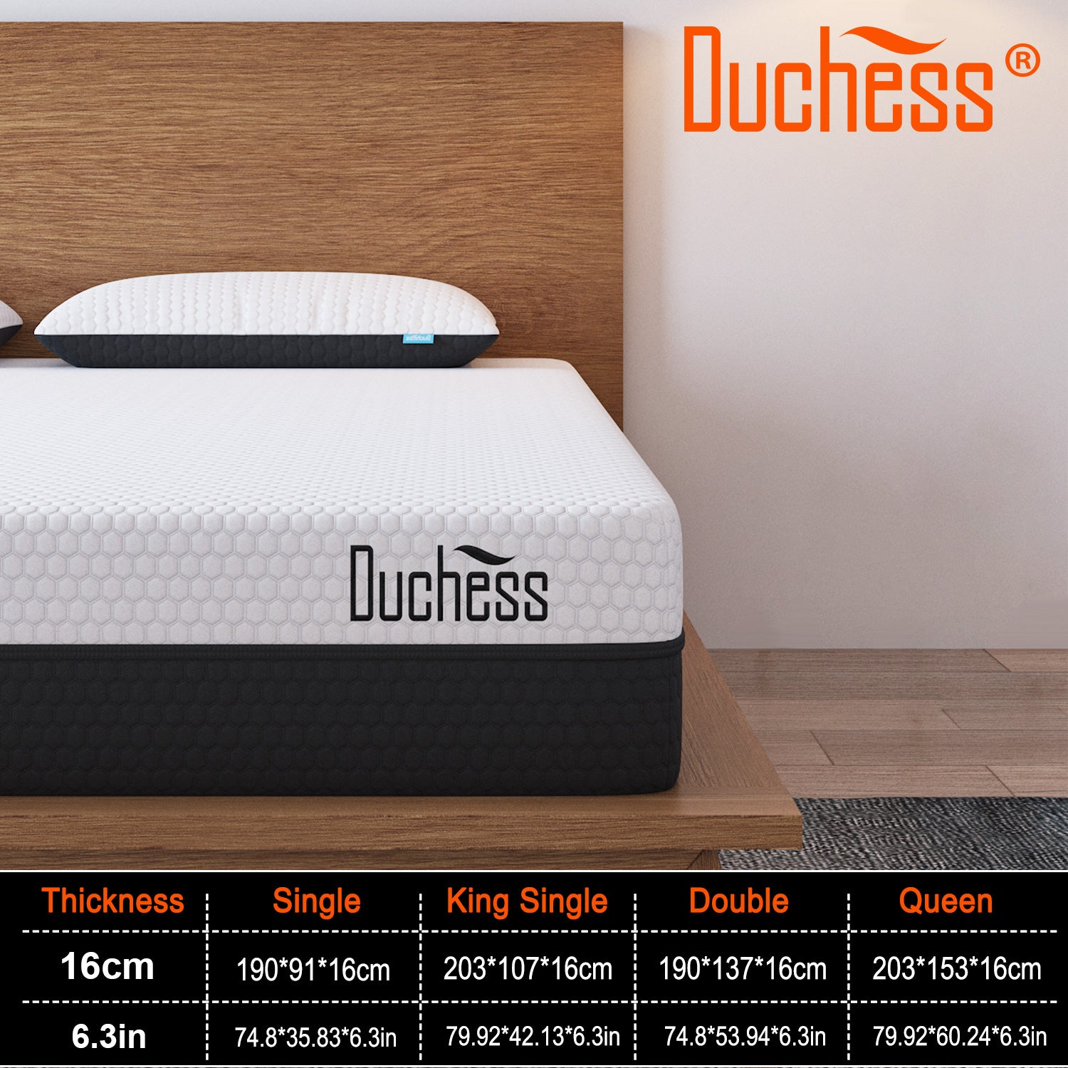 Duchess Mattress Queen Double Single Bed Mattresses Gel Memory Foam No Spring
