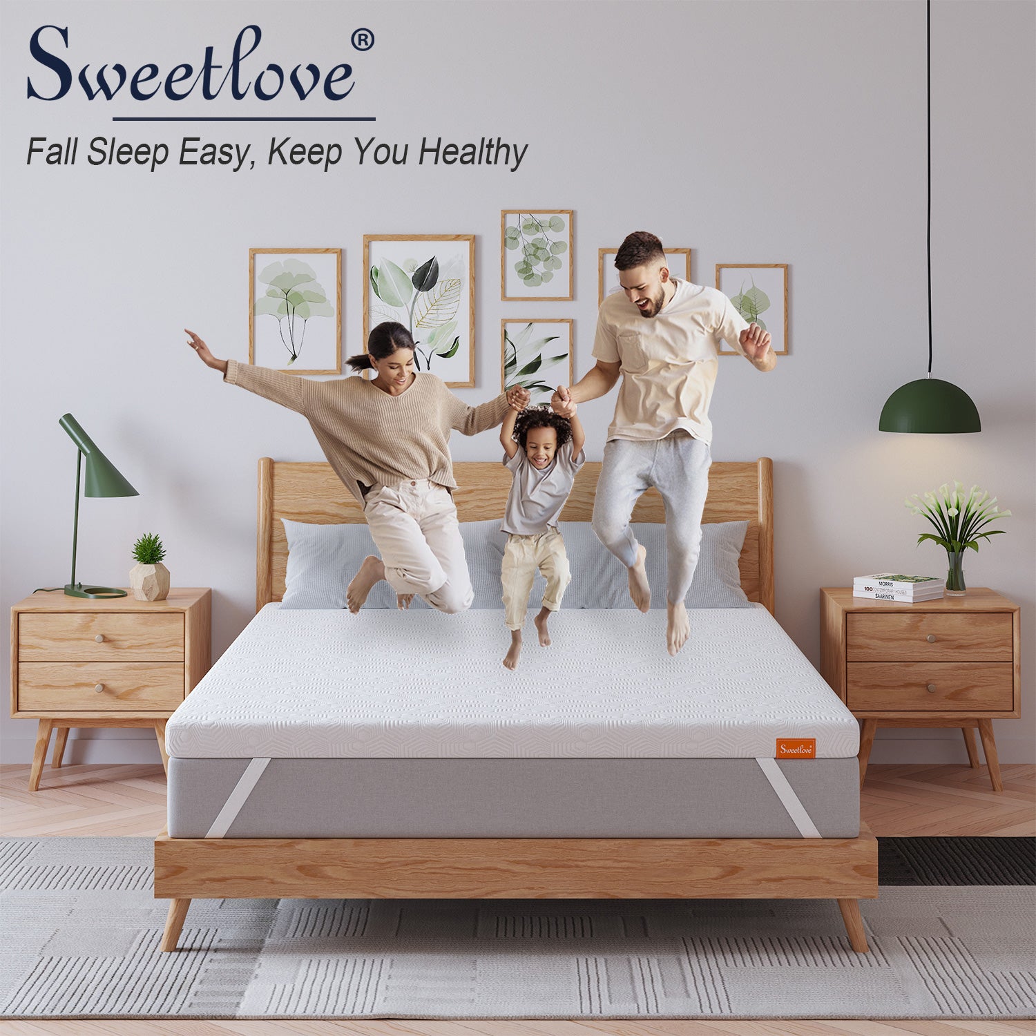 SweetLove Dual-Layer Memory Foam Topper Cool Gel Ventilated Mattress Bed Bamboo Underlay 5CM