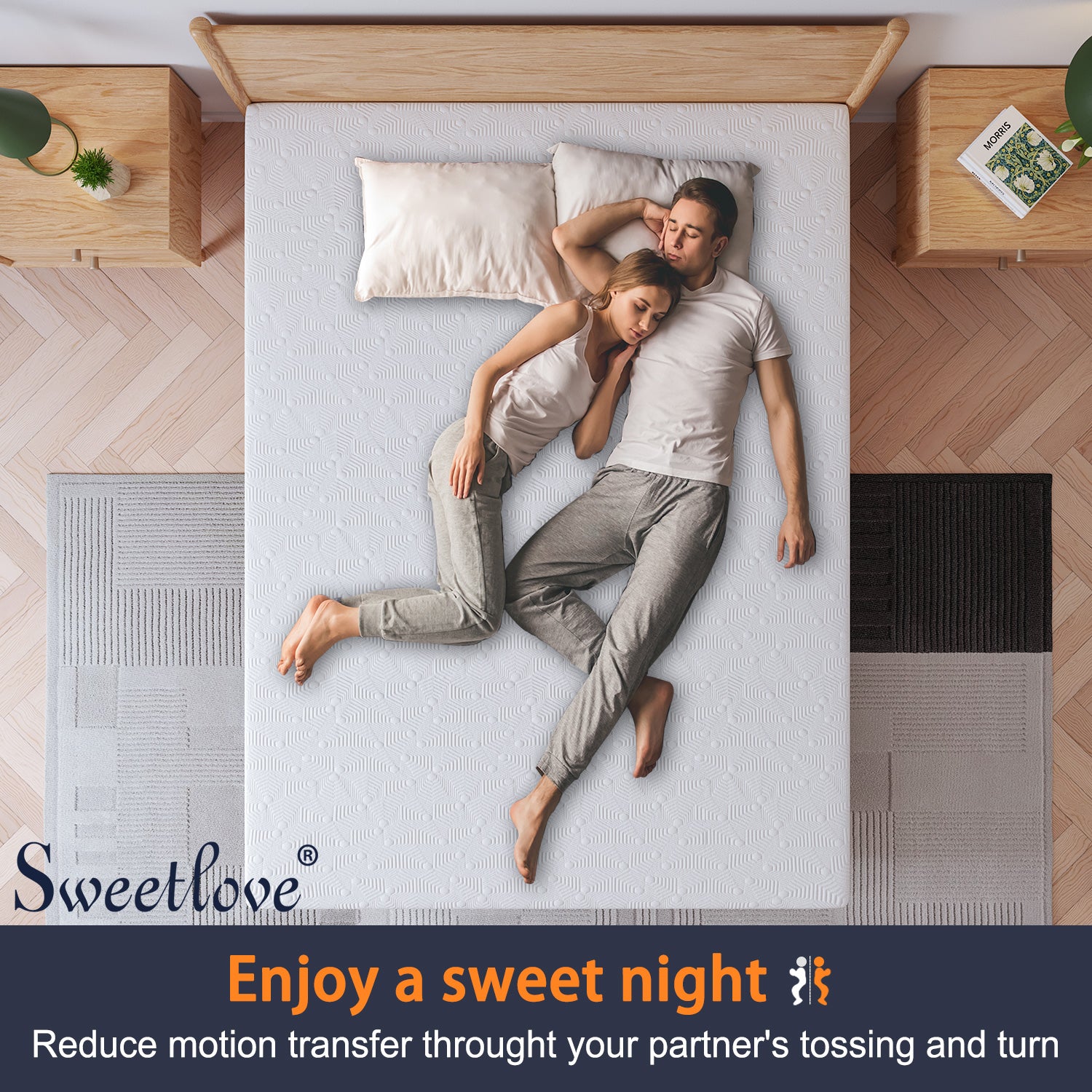 SweetLove Dual-Layer Memory Foam Topper Cool Gel Ventilated Mattress Bed Bamboo Underlay 5CM