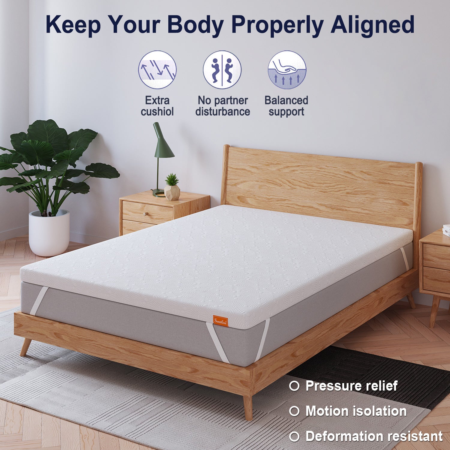SweetLove Memory Foam Mattress Topper Bamboo Cover Underlay Mat Queen Single Double Gel 8cm