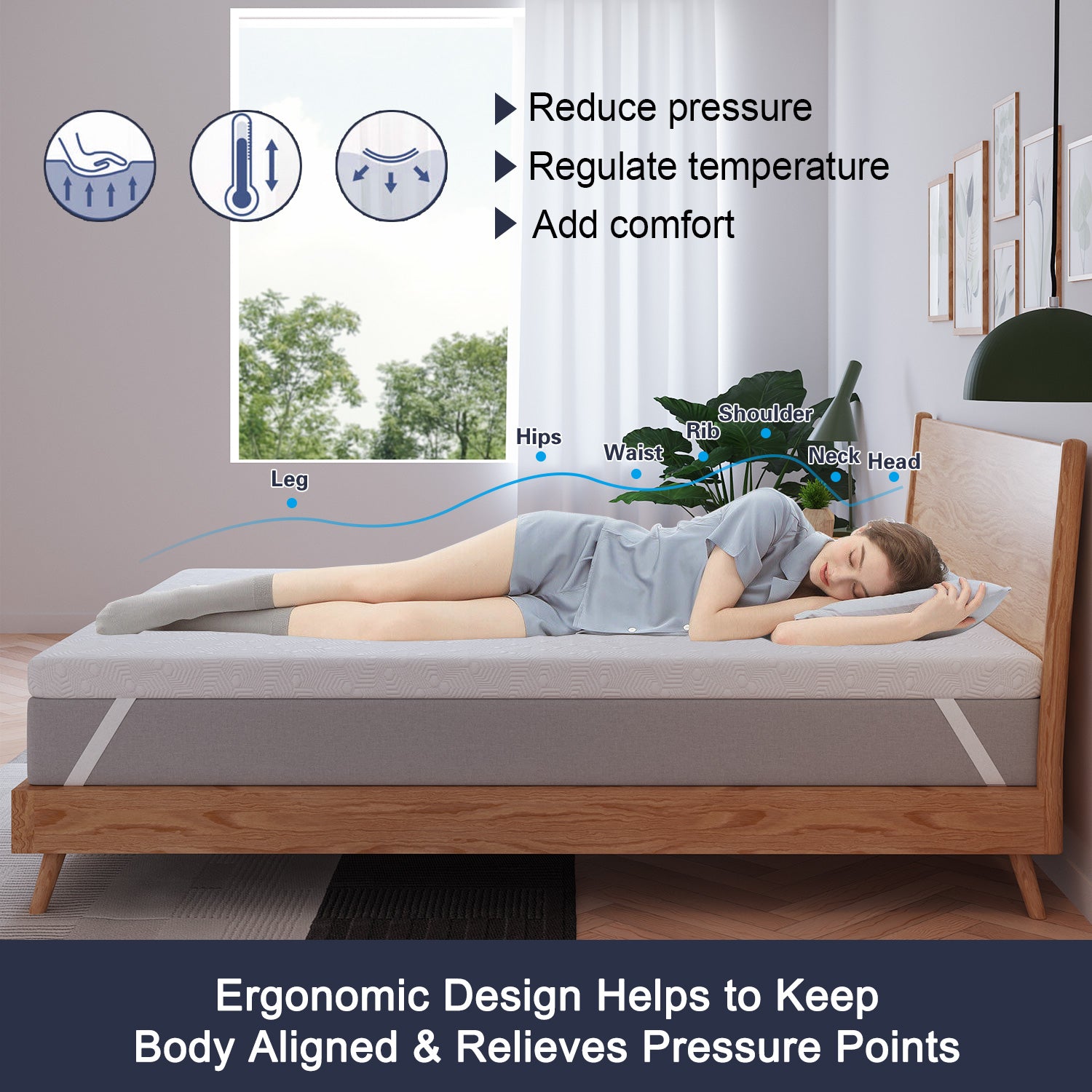 SweetLove Memory Foam Mattress Topper Bamboo Cover Underlay Mat Queen Single Double Gel 8cm