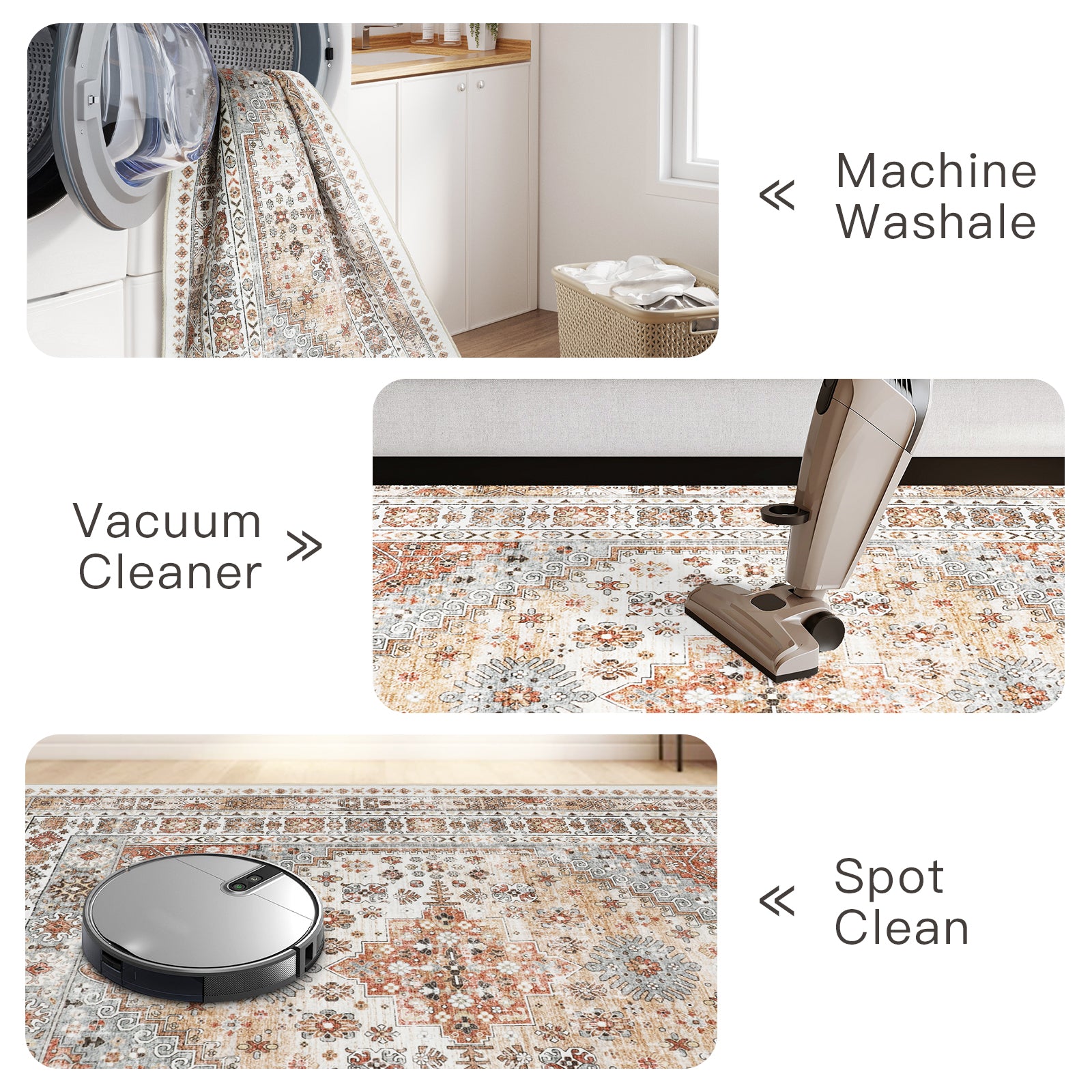 1pc Area Rug for Living Room Washable Rugs Non Slip Indoor Floor Carpet Foldable Large Soft Area Rug