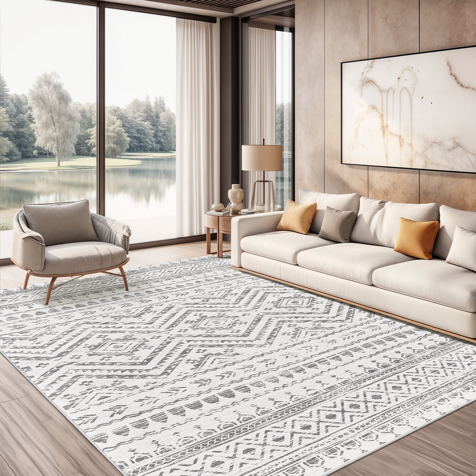 1pc Area Rug for Living Room Washable Rugs Non Slip Indoor Floor Carpet Foldable Large Soft Area Rug