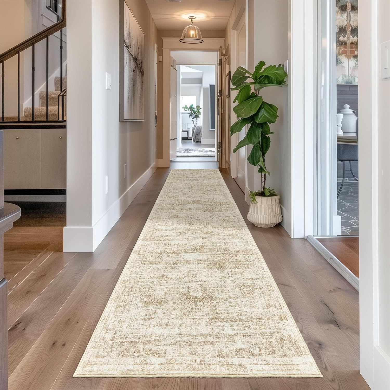 1pc Runner Rug for Corridor Washable Rugs Non Slip Indoor Floor Carpet Foldable Large Soft Area Rug