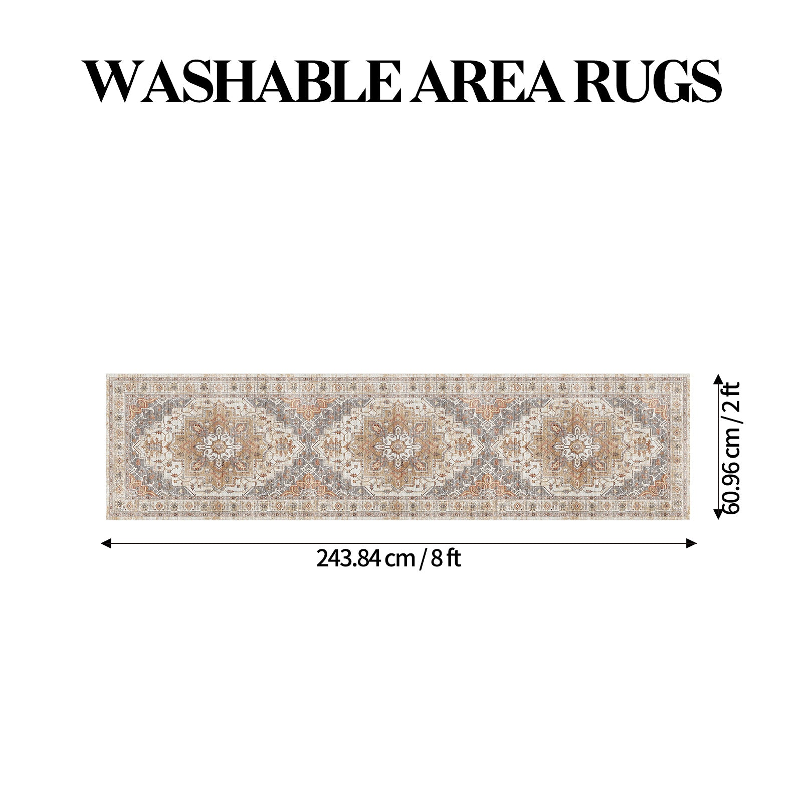 1pc Runner Rug for Corridor Washable Rugs Non Slip Indoor Floor Carpet Foldable Large Soft Area Rug