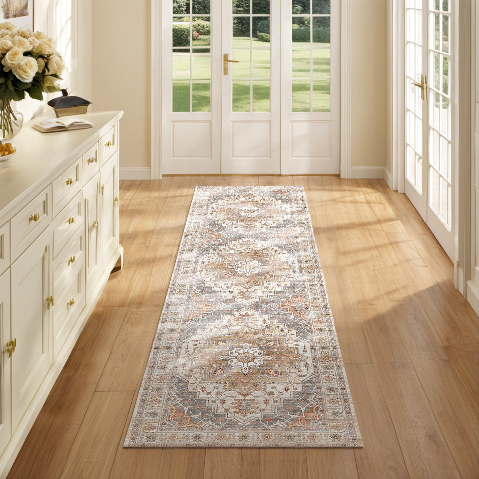 1pc Runner Rug for Corridor Washable Rugs Non Slip Indoor Floor Carpet Foldable Large Soft Area Rug