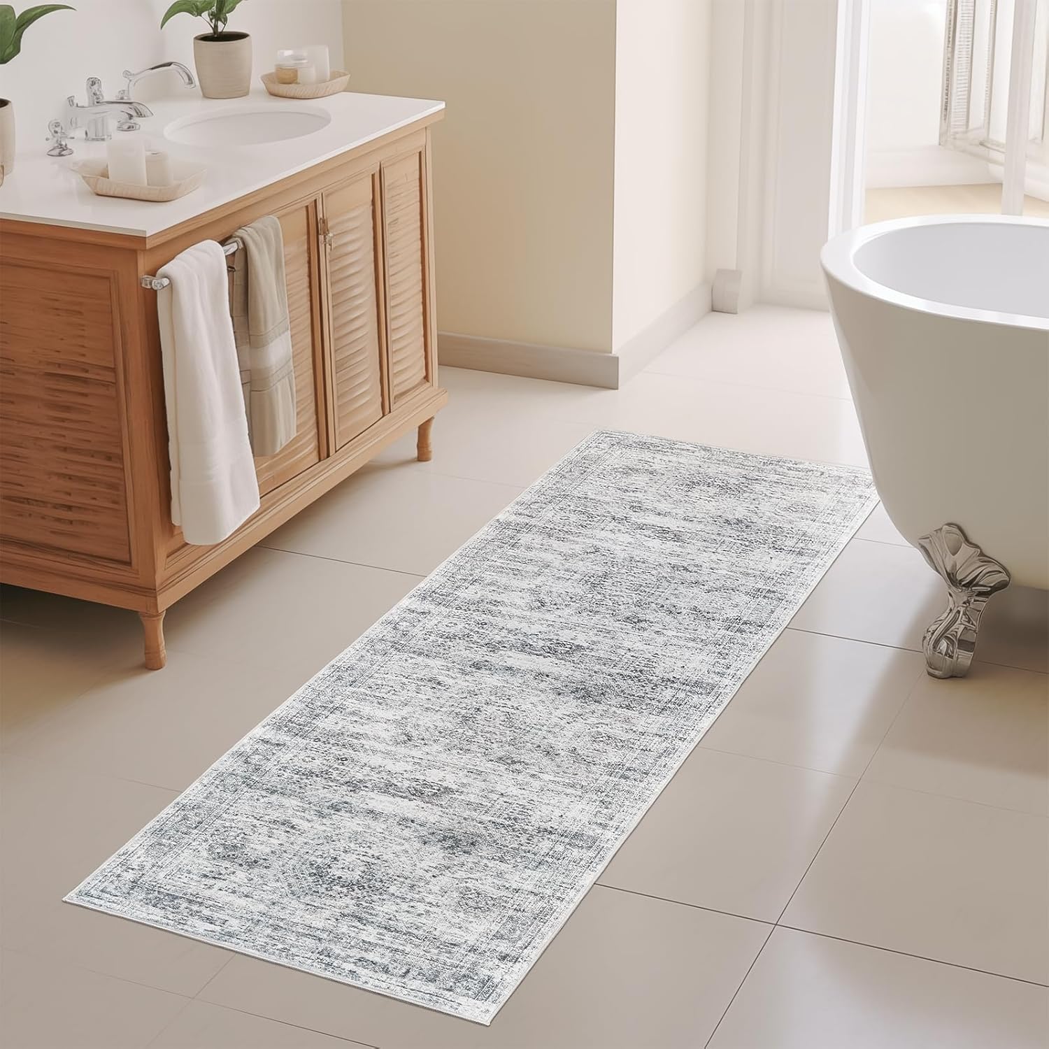 1pc Runner Rug for Corridor Washable Rugs Non Slip Indoor Floor Carpet Foldable Large Soft Area Rug