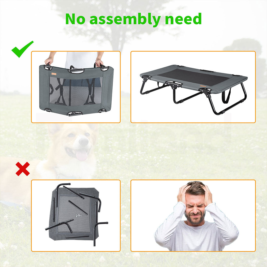 Tedi's Elevated Dog Bed Raised Pet Trampoline Hammock Mesh-Folding No Assembly Need,Indoor & Outdoor