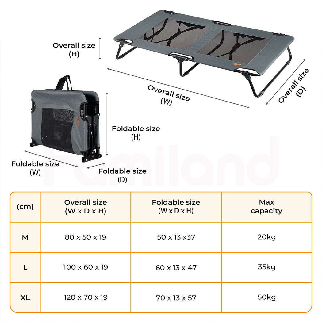 Tedi's Elevated Dog Bed Raised Pet Trampoline Hammock Mesh-Folding