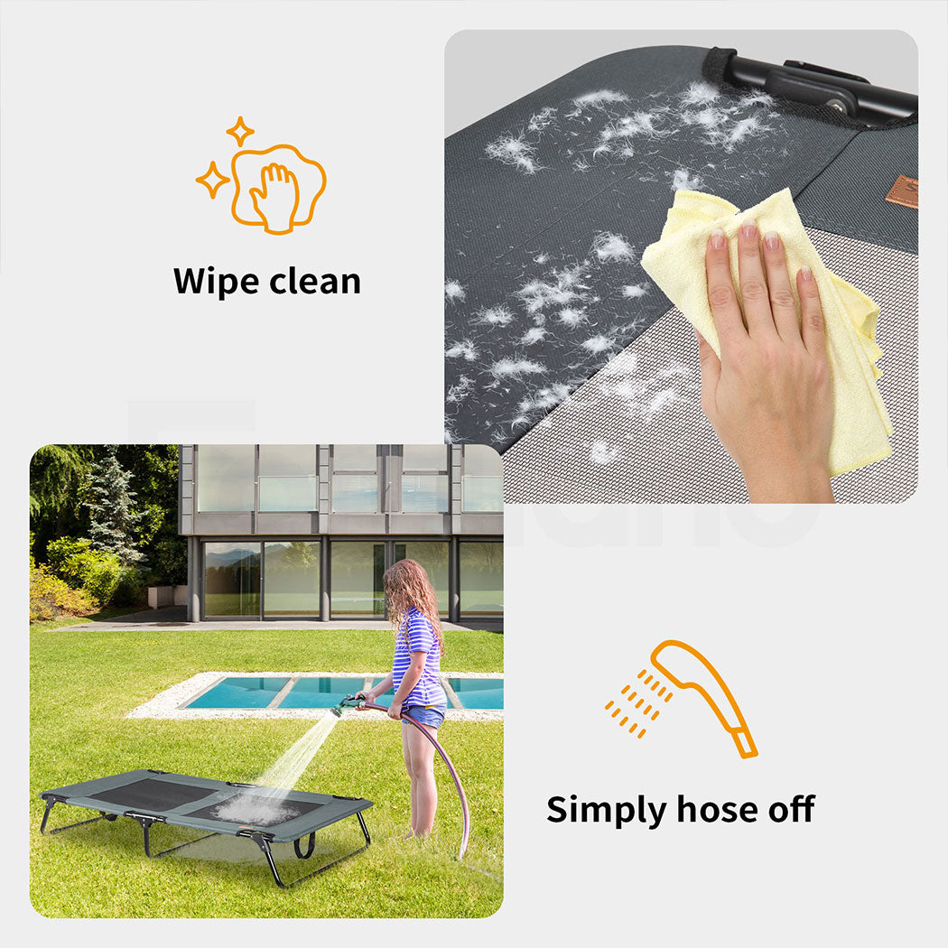 Tedi's Elevated Dog Bed Raised Pet Trampoline Hammock Mesh-Folding No Assembly Need,Indoor & Outdoor