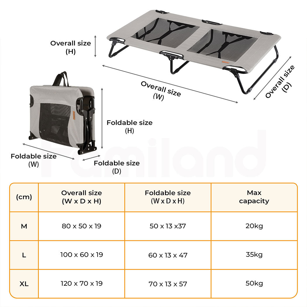 Tedi's Elevated Dog Bed Raised Pet Trampoline Hammock Mesh-Folding No Assembly Need,Indoor & Outdoor