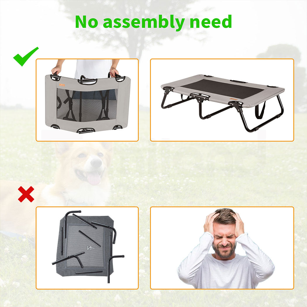Tedi's Elevated Dog Bed Raised Pet Trampoline Hammock Mesh-Folding No Assembly Need,Indoor & Outdoor