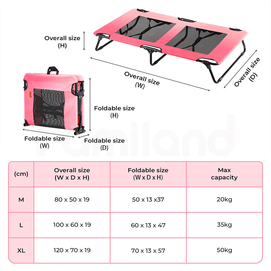 Tedi's Elevated Dog Bed Raised Pet Trampoline Hammock Mesh-Folding No Assembly Need,Indoor & Outdoor