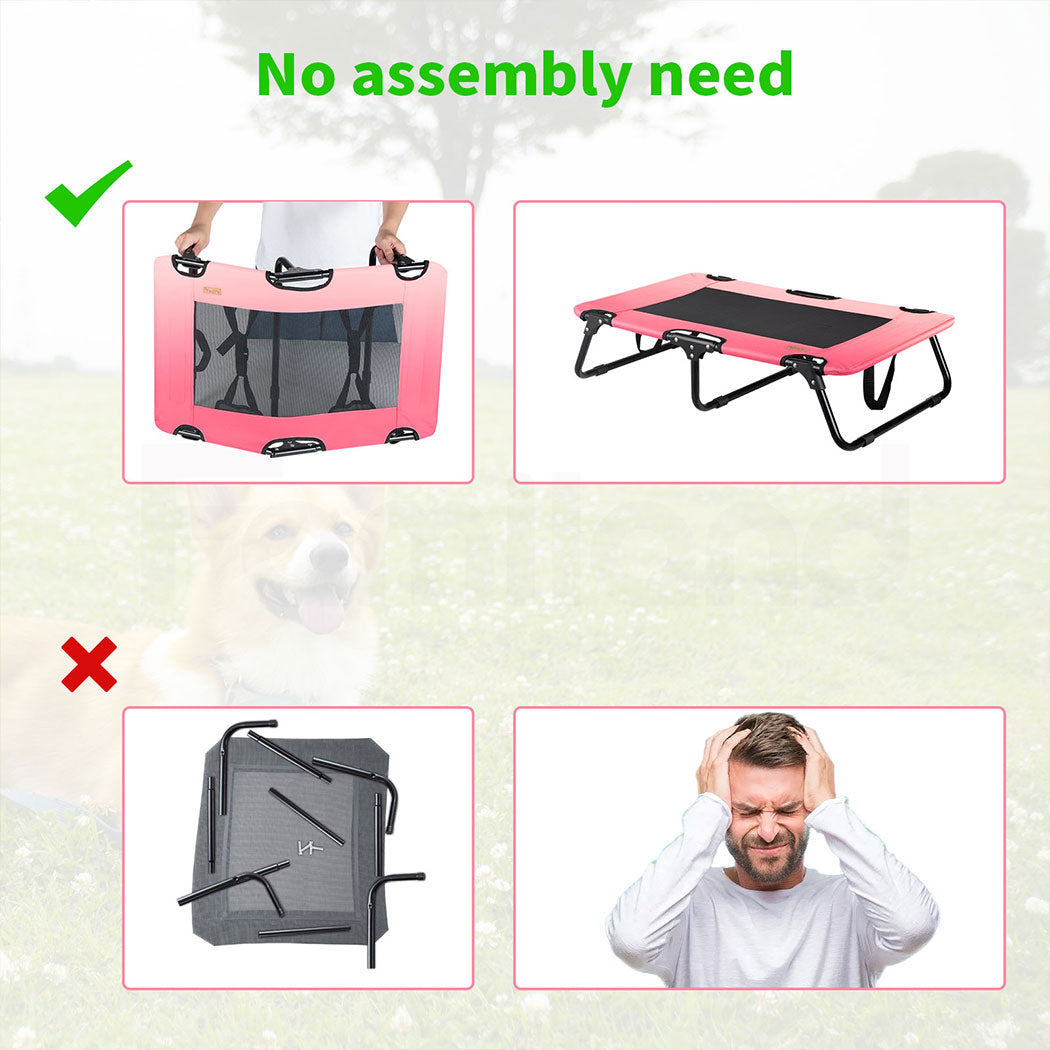 Tedi's Elevated Dog Bed Raised Pet Trampoline Hammock Mesh-Folding No Assembly Need,Indoor & Outdoor