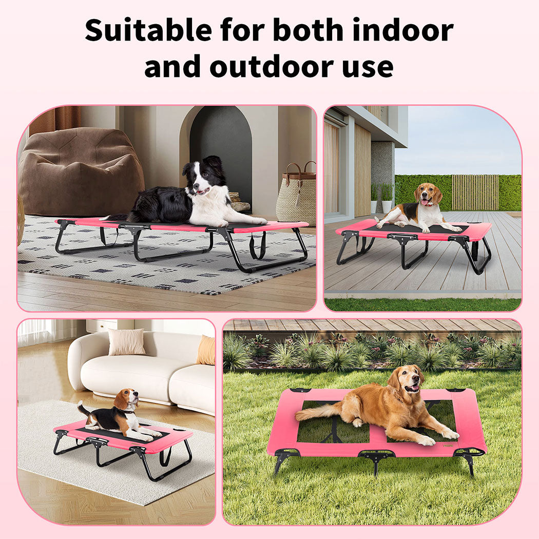 Tedi's Elevated Dog Bed Raised Pet Trampoline Hammock Mesh-Folding No Assembly Need,Indoor & Outdoor