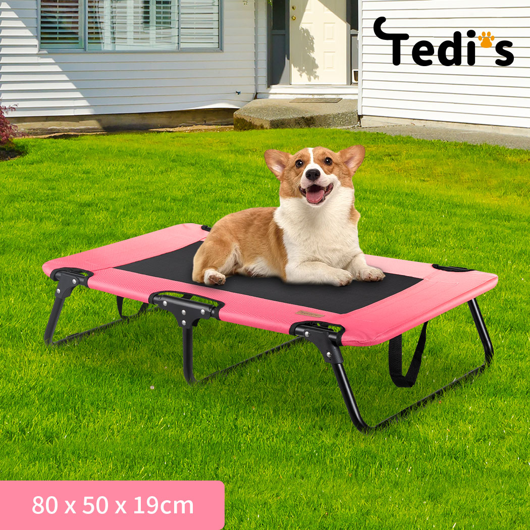Tedi's Elevated Dog Bed Raised Pet Trampoline Hammock Mesh-Folding No Assembly Need,Indoor & Outdoor