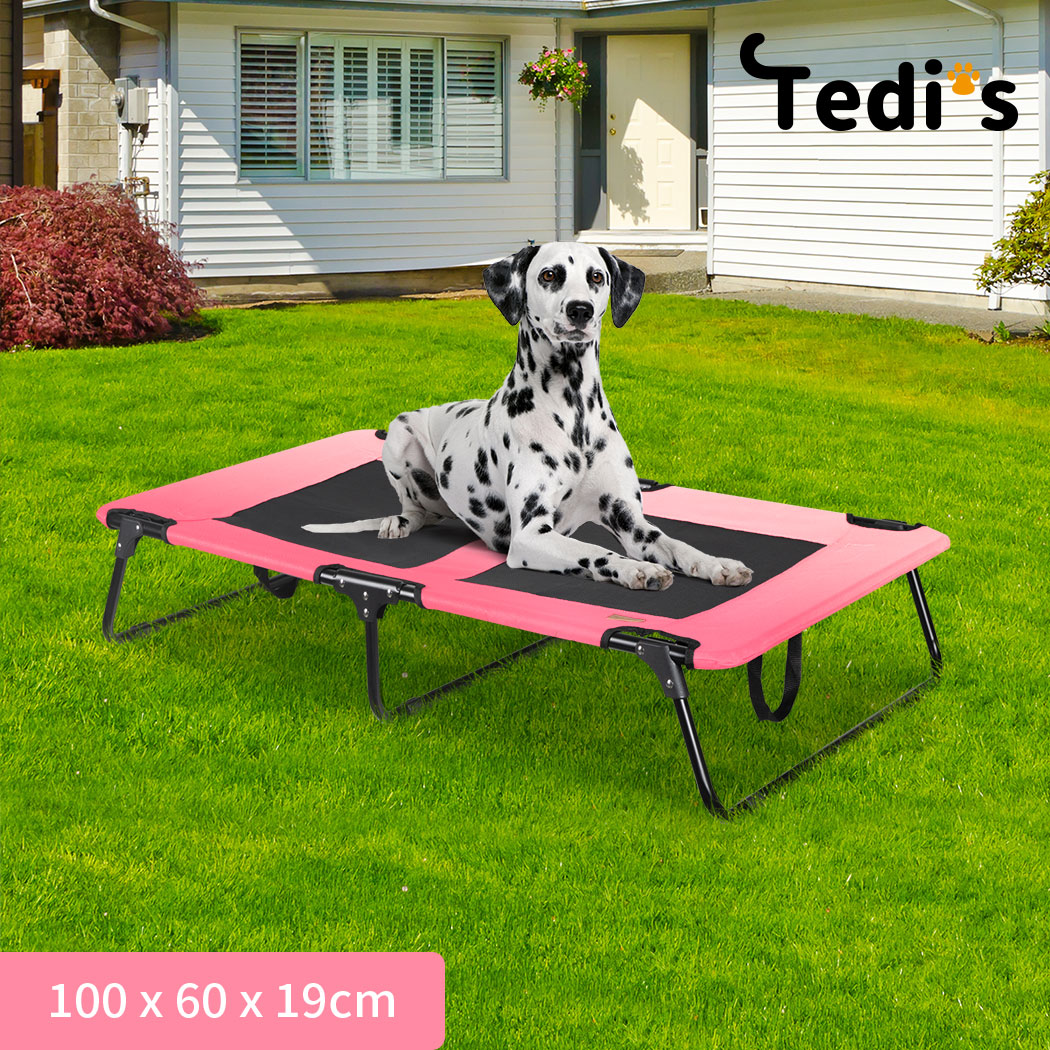 Tedi's Elevated Dog Bed Raised Pet Trampoline Hammock Mesh-Folding No Assembly Need,Indoor & Outdoor