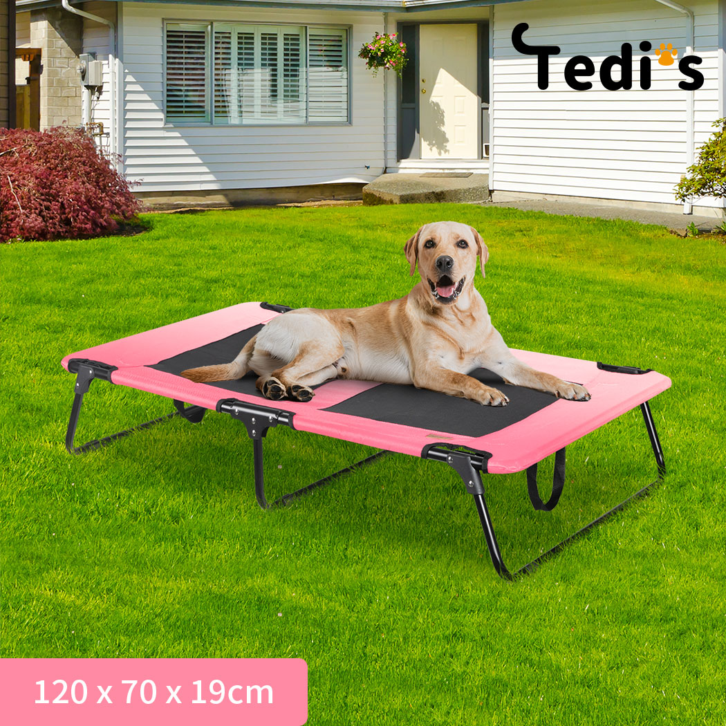 Tedi's Elevated Dog Bed Raised Pet Trampoline Hammock Mesh-Folding No Assembly Need,Indoor & Outdoor