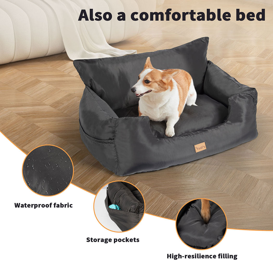 Tedi’s Dog Car Booster Seat Waterproof Travel Pet Bed Removable Washable Medium Cat Car Bed