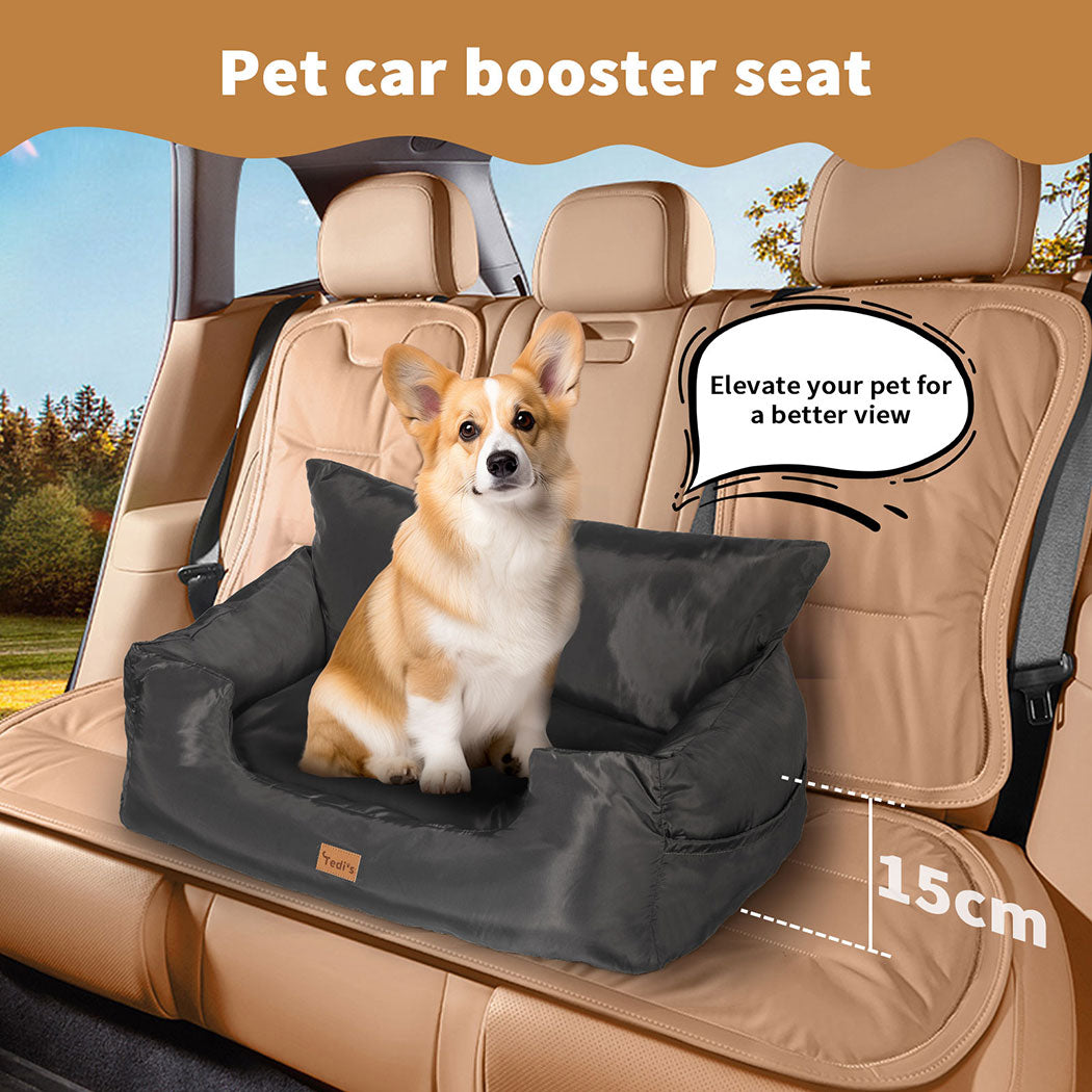 Tedi’s Dog Car Booster Seat Waterproof Travel Pet Bed Removable Washable Medium Cat Car Bed