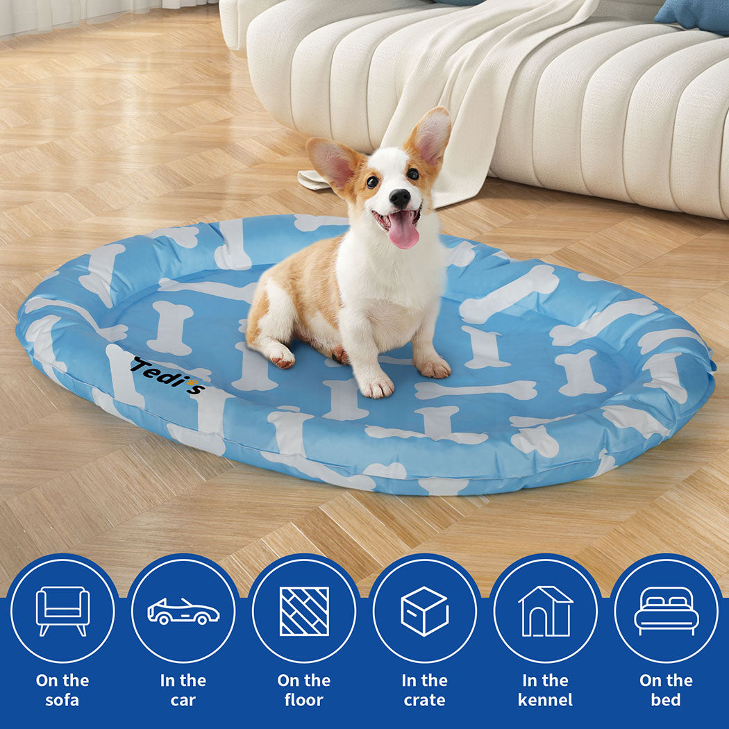 Tedi's Dog Cooling Mat for Dogs,Outdoor Cooling Dog Bed Waterproof with Pillow,Non-toxic Gel