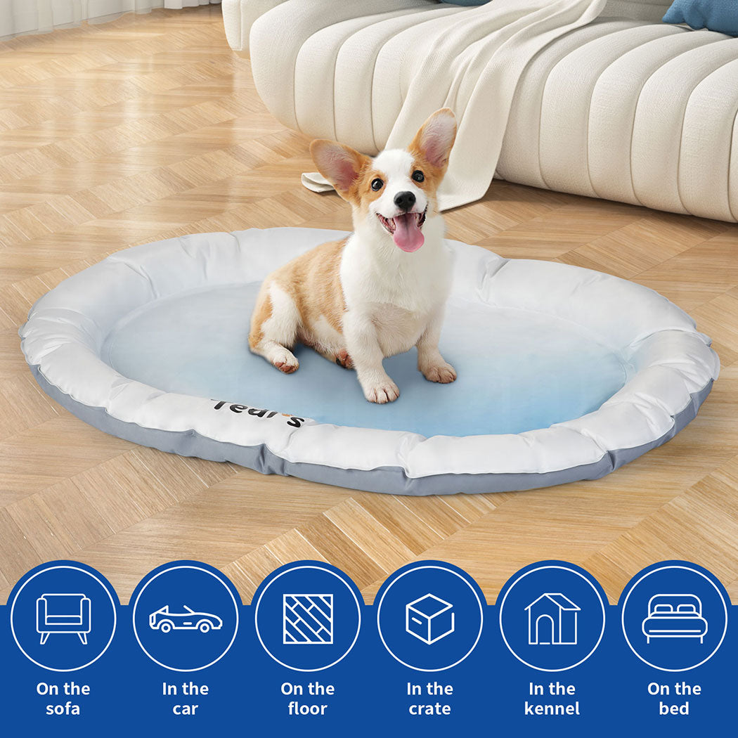 Tedi's Dog Cooling Mat for Dogs,Outdoor Cooling Dog Bed Waterproof with Pillow,Non-toxic Gel
