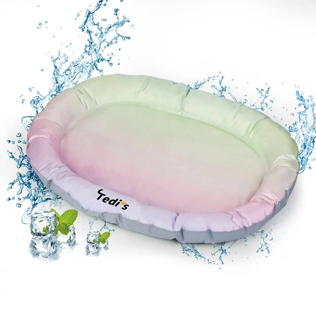 Tedi's Dog Cooling Mat for Dogs,Outdoor Cooling Dog Bed Waterproof with Pillow,Non-toxic Gel
