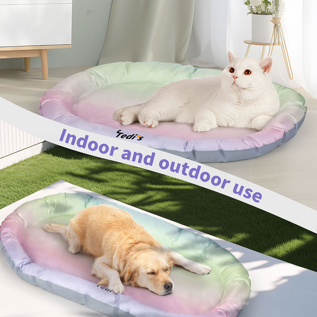 Tedi's Dog Cooling Mat for Dogs,Outdoor Cooling Dog Bed Waterproof with Pillow,Non-toxic Gel
