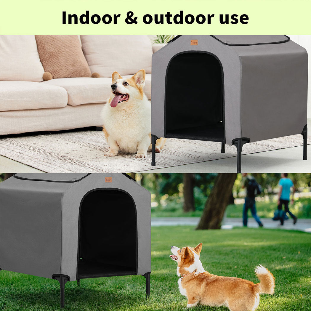 Tedi’s 2 In 1 Dog Kennel - Pet House Elevated Dog Bed Outdoor Pet Tent Waterproof Dog Shelter