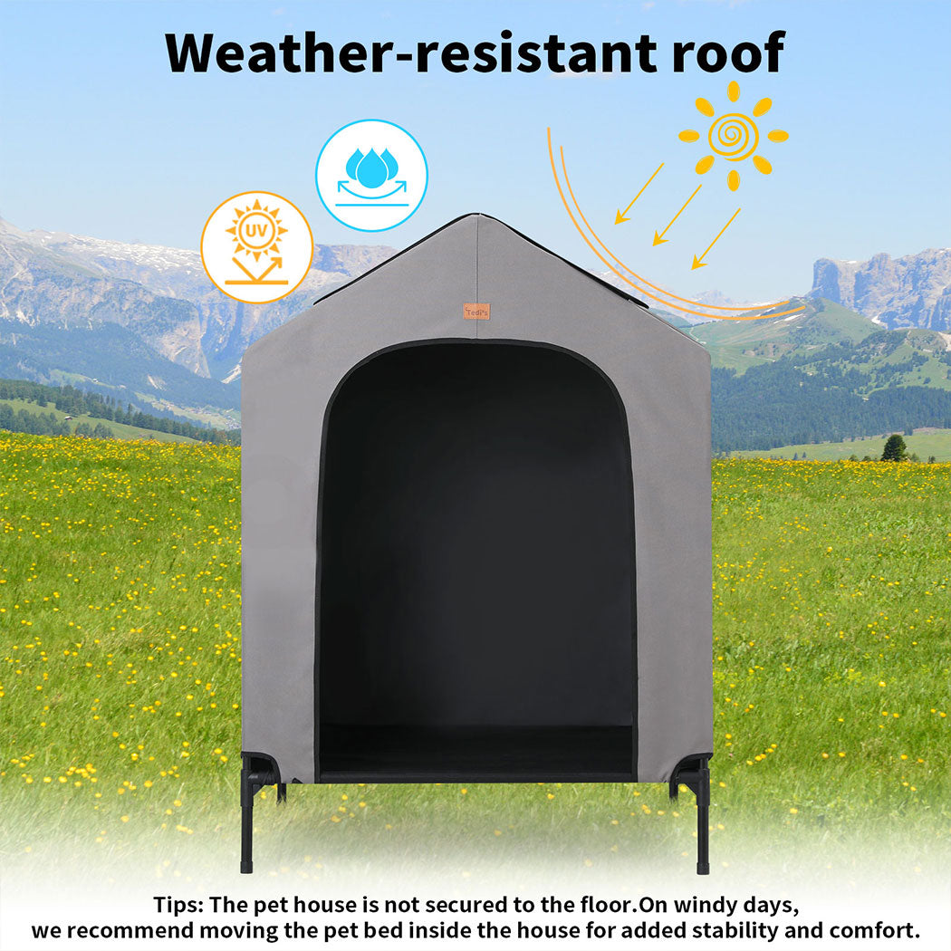 Tedi’s 2 In 1 Dog Kennel - Pet House Elevated Dog Bed Outdoor Pet Tent Waterproof Dog Shelter