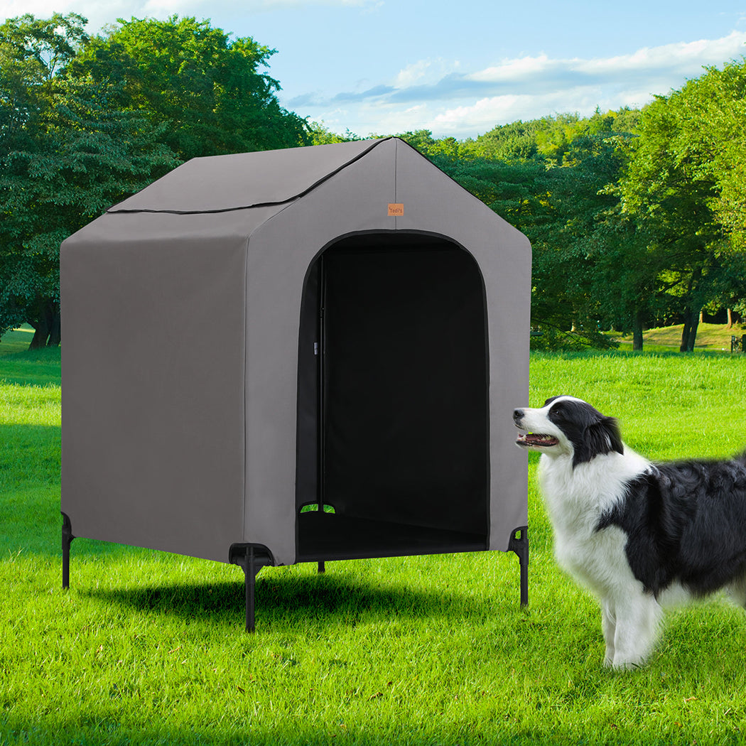 Tedi’s 2 In 1 Dog Kennel - Pet House Elevated Dog Bed Outdoor Pet Tent Waterproof Dog Shelter