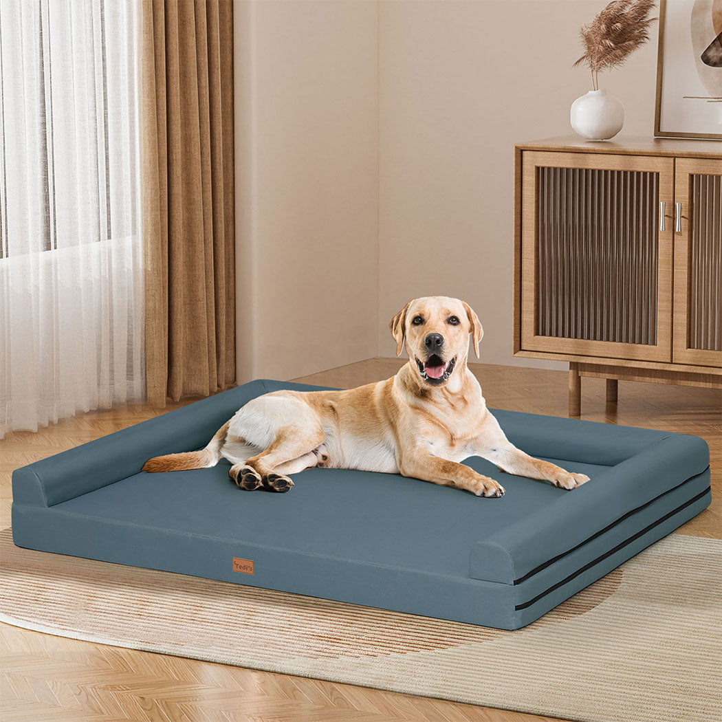 Tedi’s Waterproof Orthopedic Dog Bed Calming Pet Beds Washable  Removable Cover Portable Handle