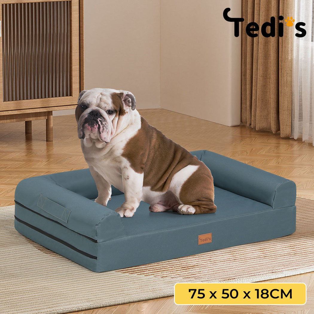 Tedi’s Waterproof Orthopedic Dog Bed Calming Pet Beds Washable  Removable Cover Portable Handle