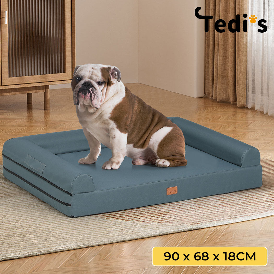 Tedi’s Waterproof Orthopedic Dog Bed Calming Pet Beds Washable  Removable Cover Portable Handle