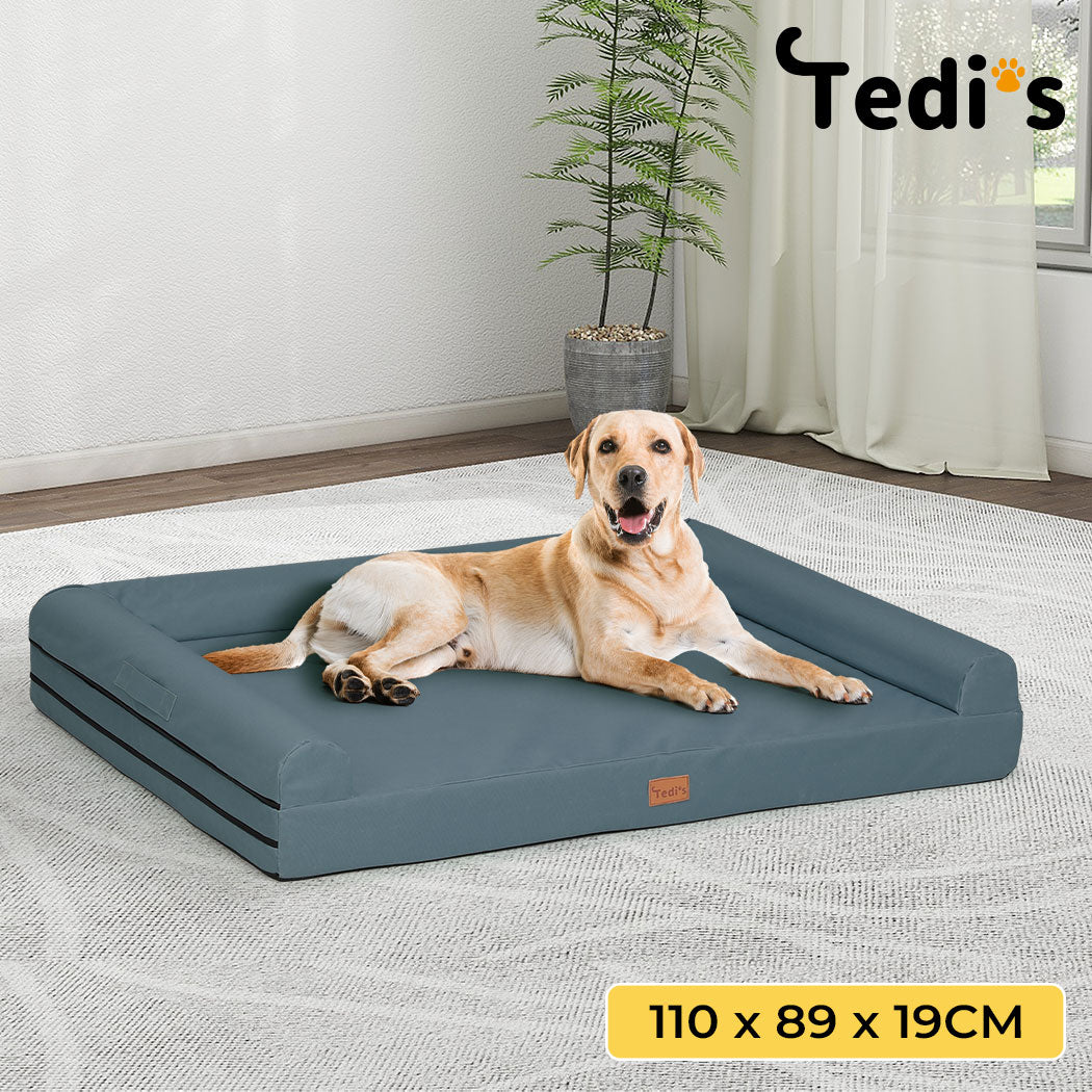 Tedi’s Waterproof Orthopedic Dog Bed Calming Pet Beds Washable  Removable Cover Portable Handle