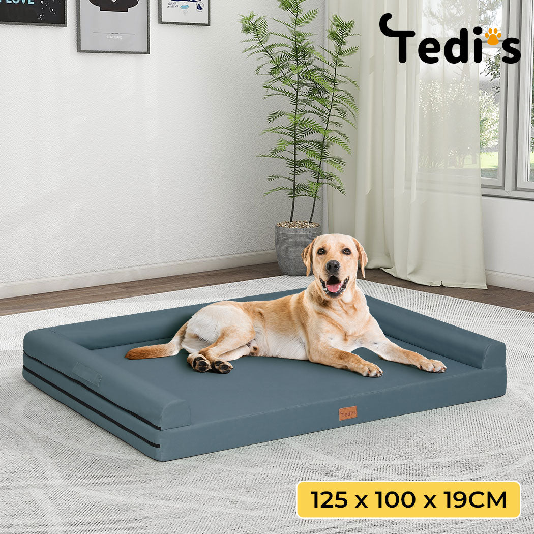 Tedi’s Waterproof Orthopedic Dog Bed Calming Pet Beds Washable  Removable Cover Portable Handle