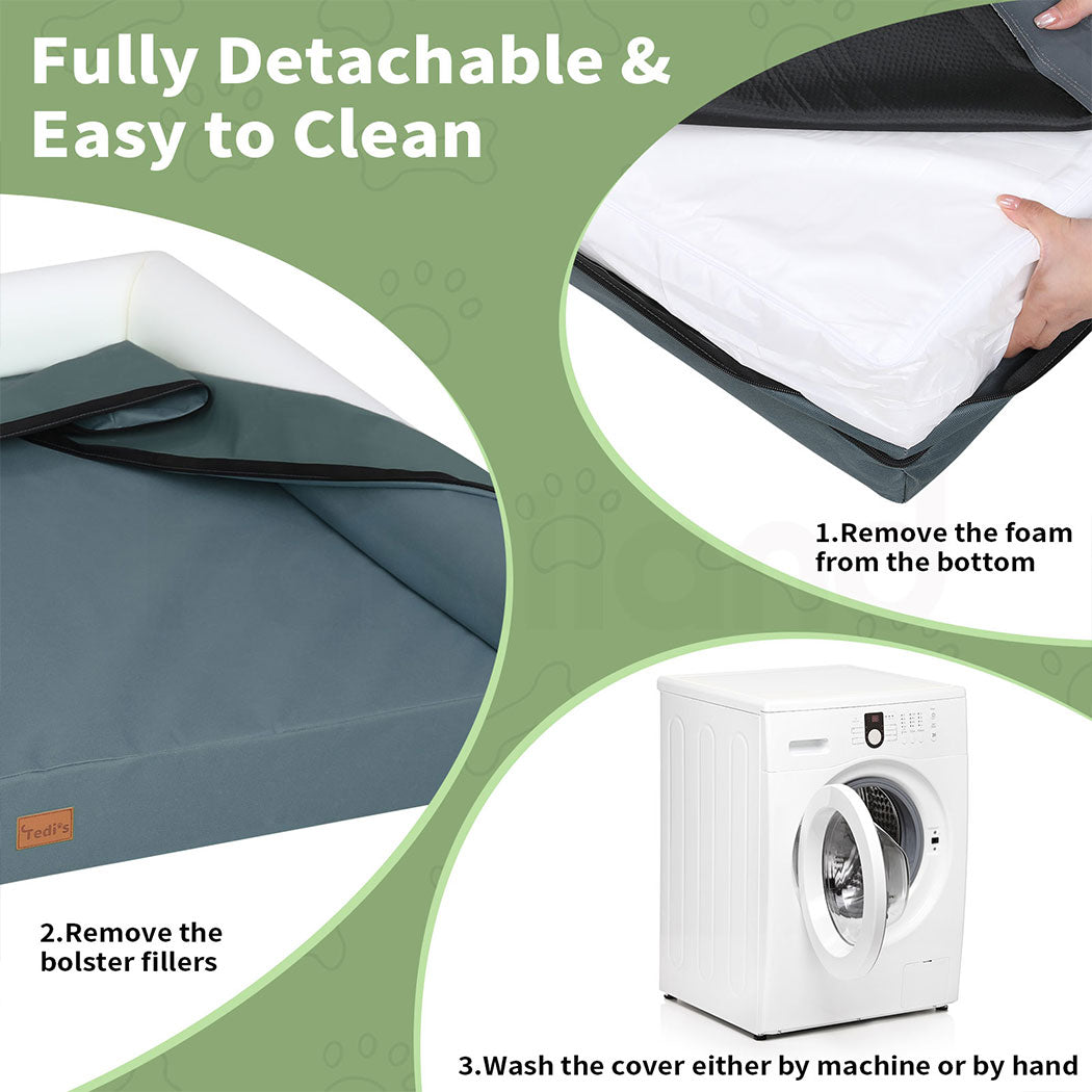 Tedi’s Waterproof Orthopedic Dog Bed Calming Pet Beds Washable  Removable Cover Portable Handle