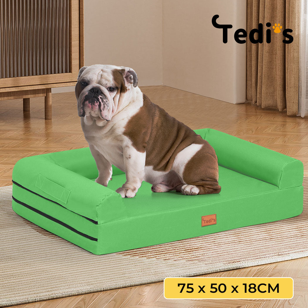 Tedi’s Waterproof Orthopedic Dog Bed Calming Pet Beds Washable Removable Cover Portable Handle