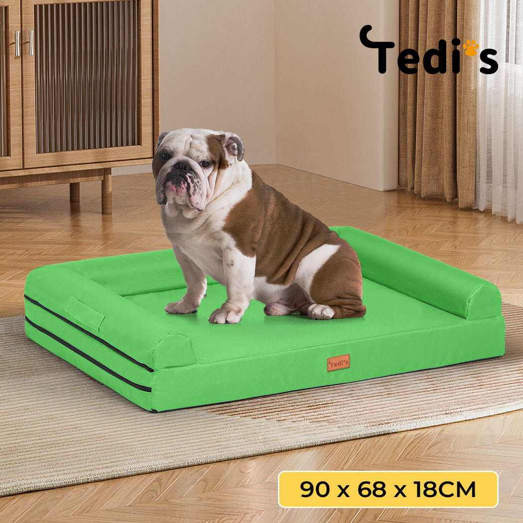 Tedi’s Waterproof Orthopedic Dog Bed Calming Pet Beds Washable Removable Cover Portable Handle