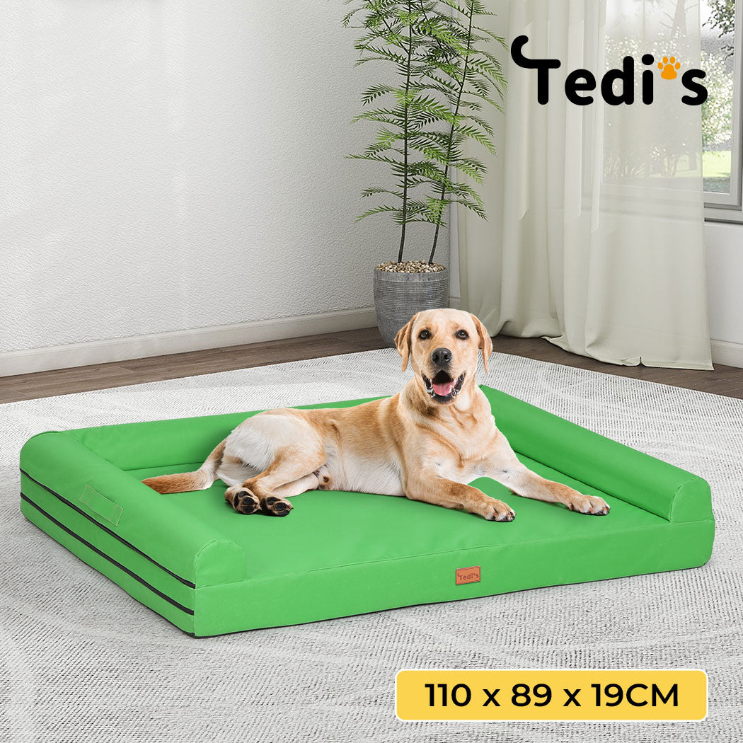 Tedi’s Waterproof Orthopedic Dog Bed Calming Pet Beds Washable Removable Cover Portable Handle